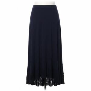 Talbots Navy Blue Eyelet Hem Midi Skirt Cottage Coastal Medium Cotton Modal